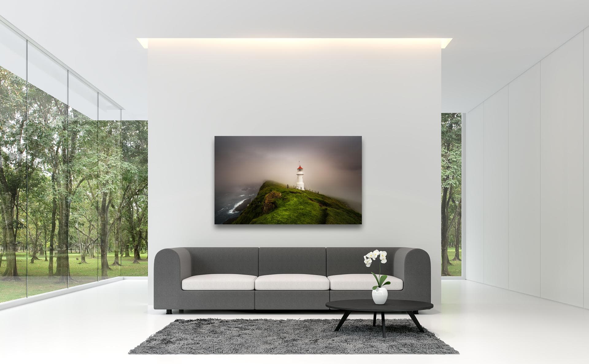 Foggy Light Mykines Island Lighthouse Faroe Islands