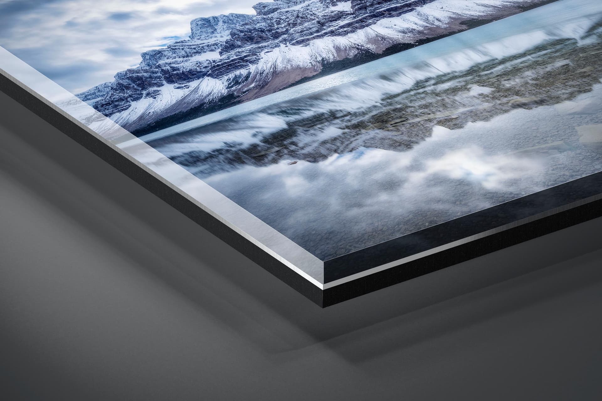 Fine art limited edition acrylic print of Bow Lake in Banff, Canada by Brent Goldman Photography