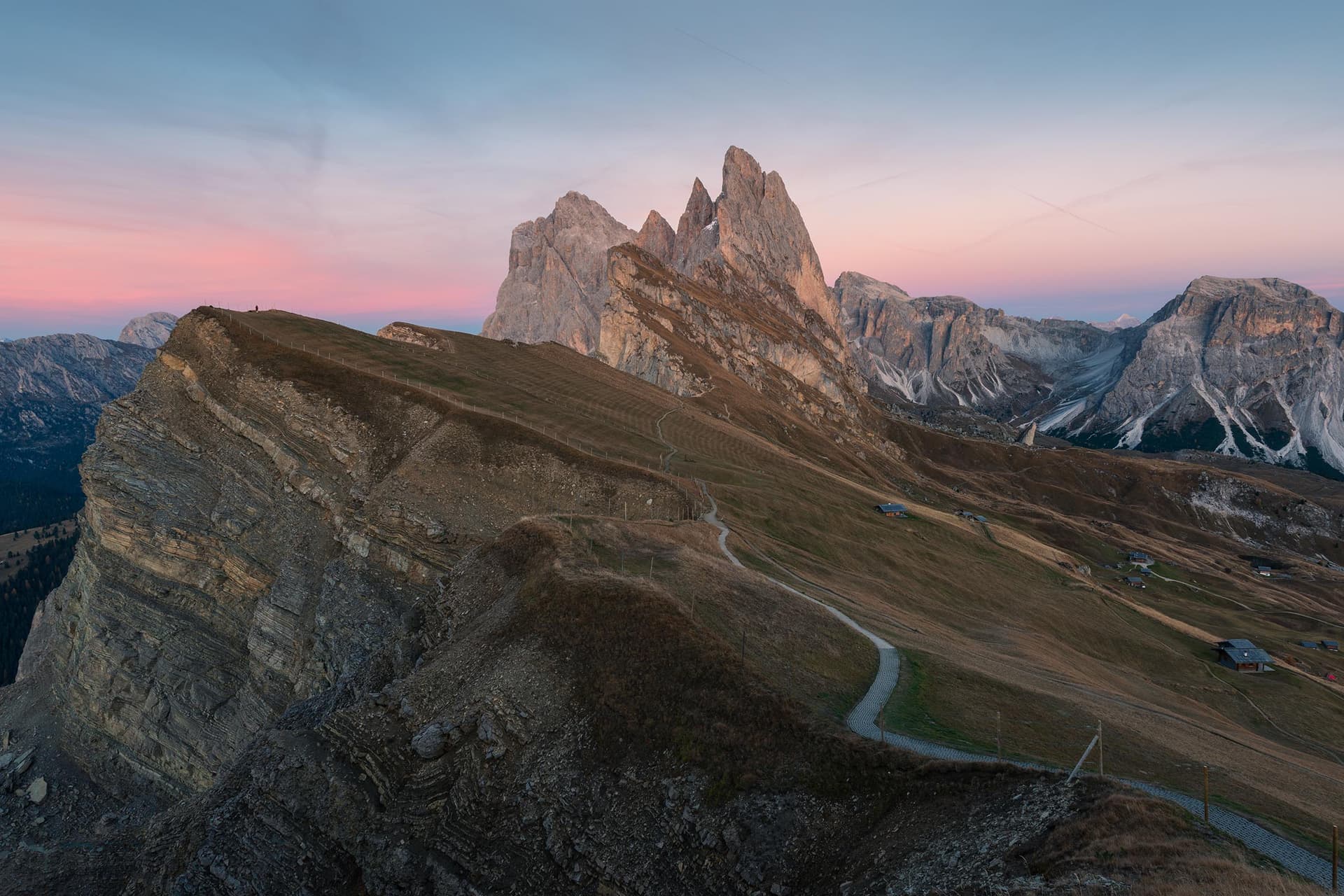 Photograph of Seceda Mountains in Dolomites, Italy by Brent Goldman Photography