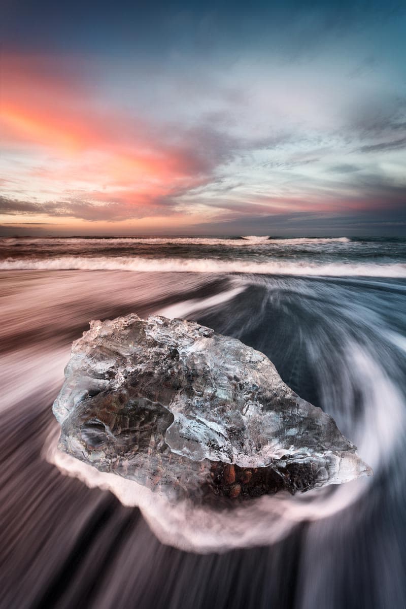 Photograph of Ice Beach in Jokulsarlon, Iceland by Brent Goldman Photography