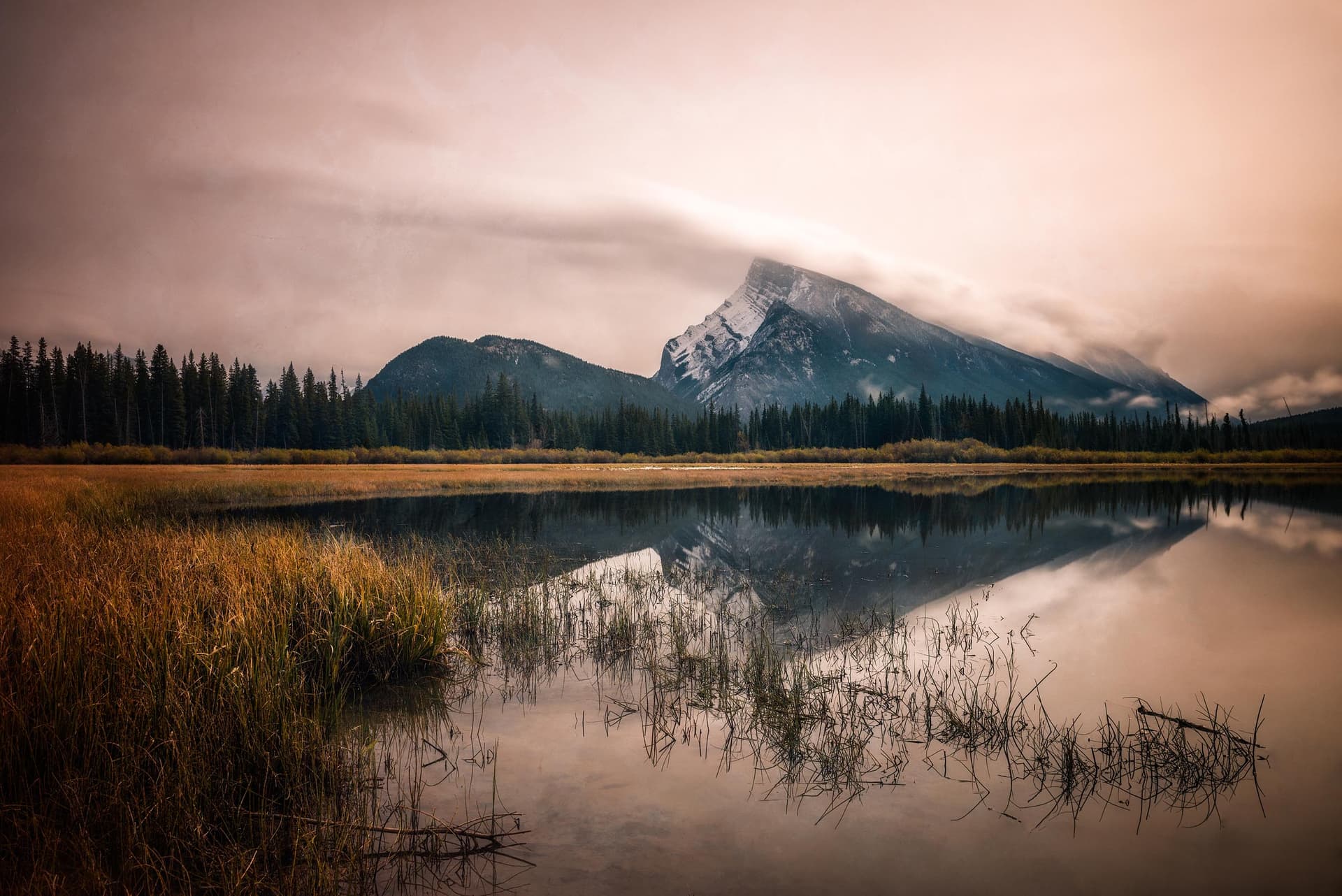 Photograph of Vermilion Lakes in Banff, Canada by Brent Goldman Photography