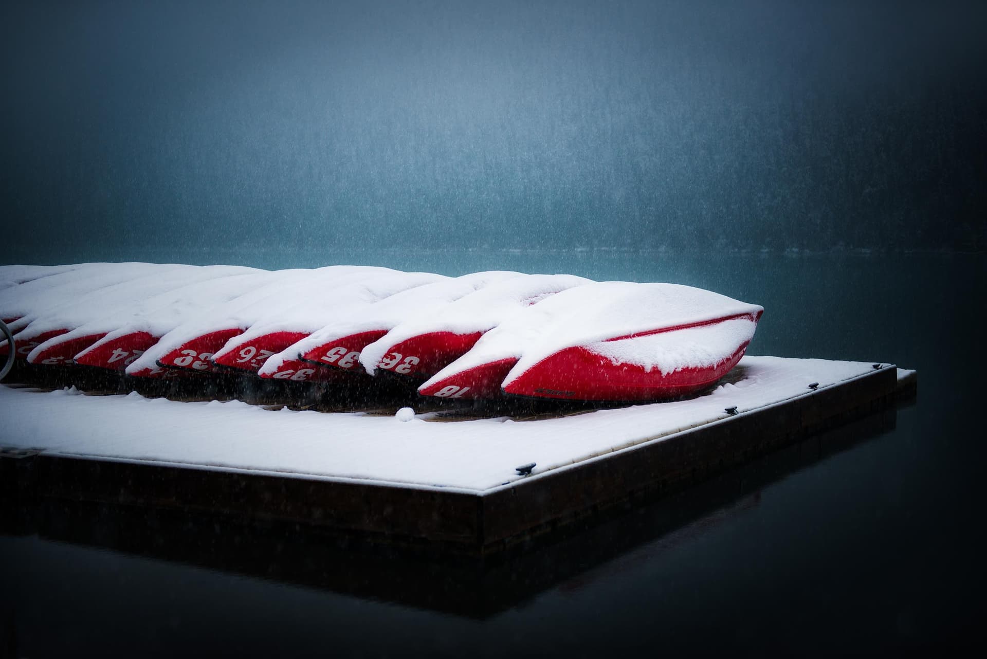 Photograph of Canoes Lake Louise in Banff, Canada by Brent Goldman Photography