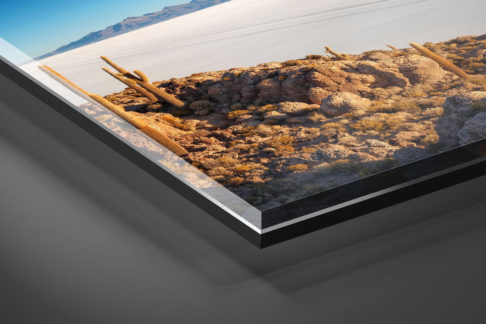 Fine art limited edition acrylic print of Salt Flats in Uyuni, Bolivia by Brent Goldman Photography