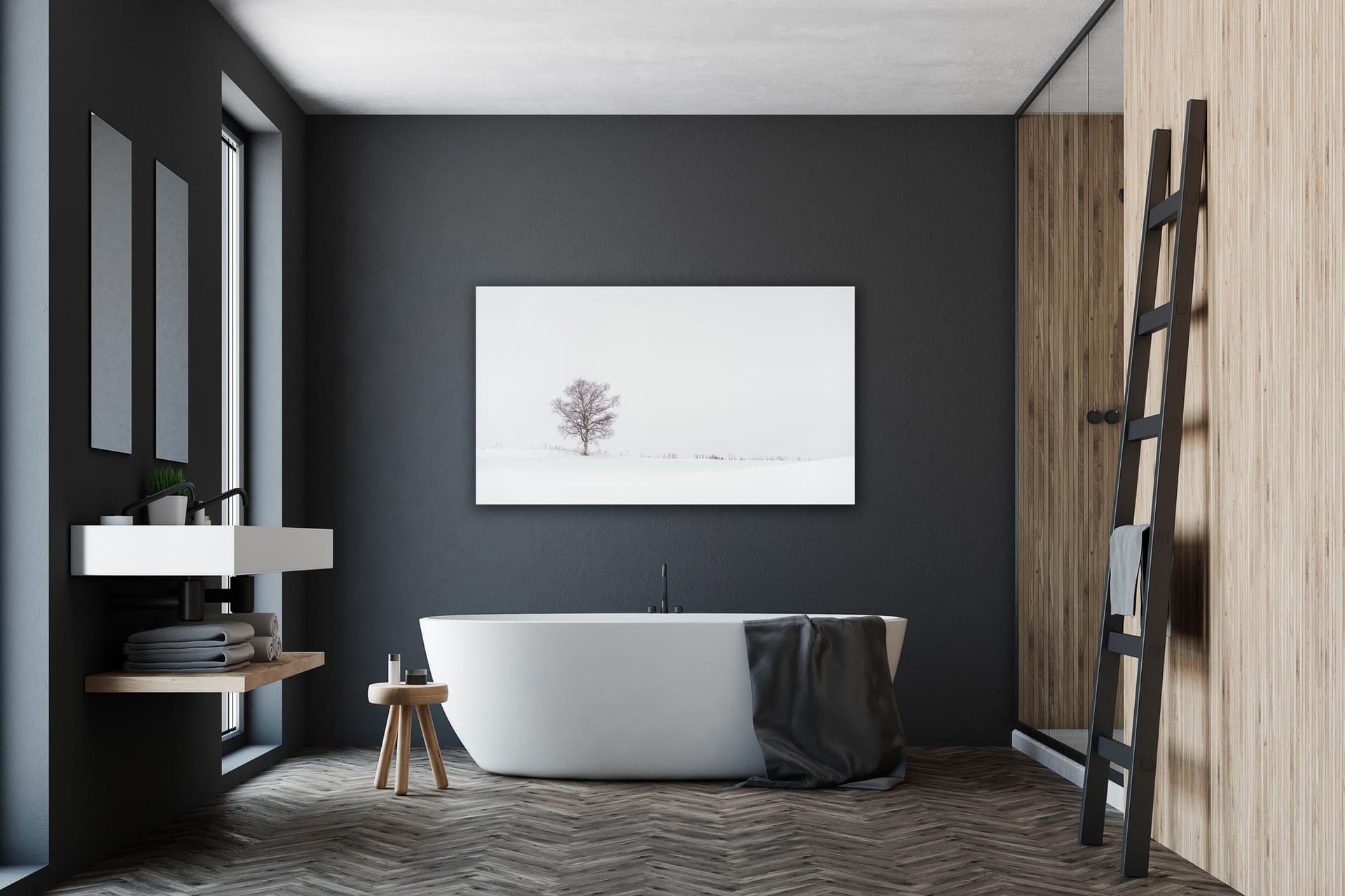 Wall art of Lone Tree in Hokkaido, Japan by Brent Goldman Photography