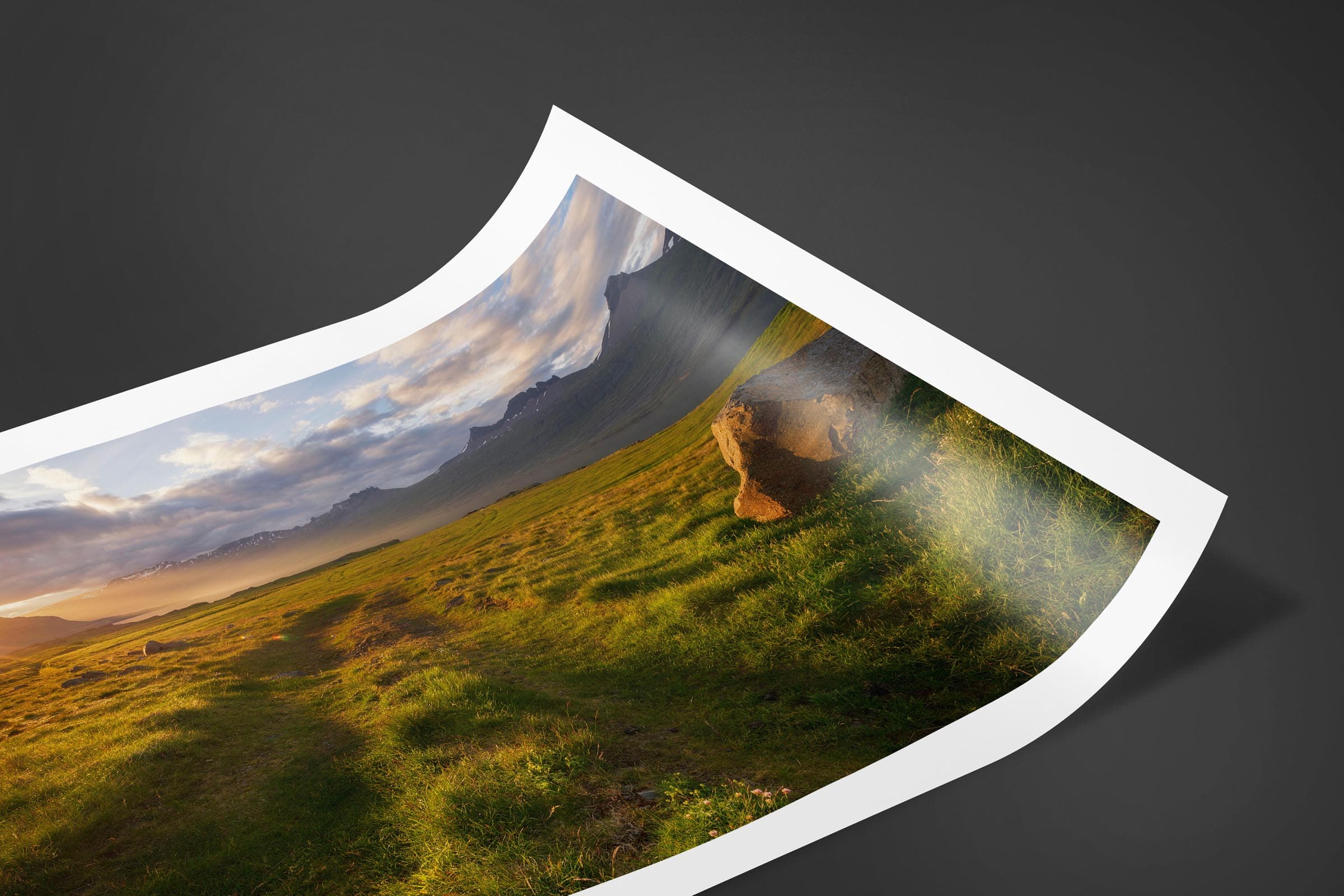 Fine art limited edition print of Sunburst Meadow in Djupivogur, Iceland by Brent Goldman Photography