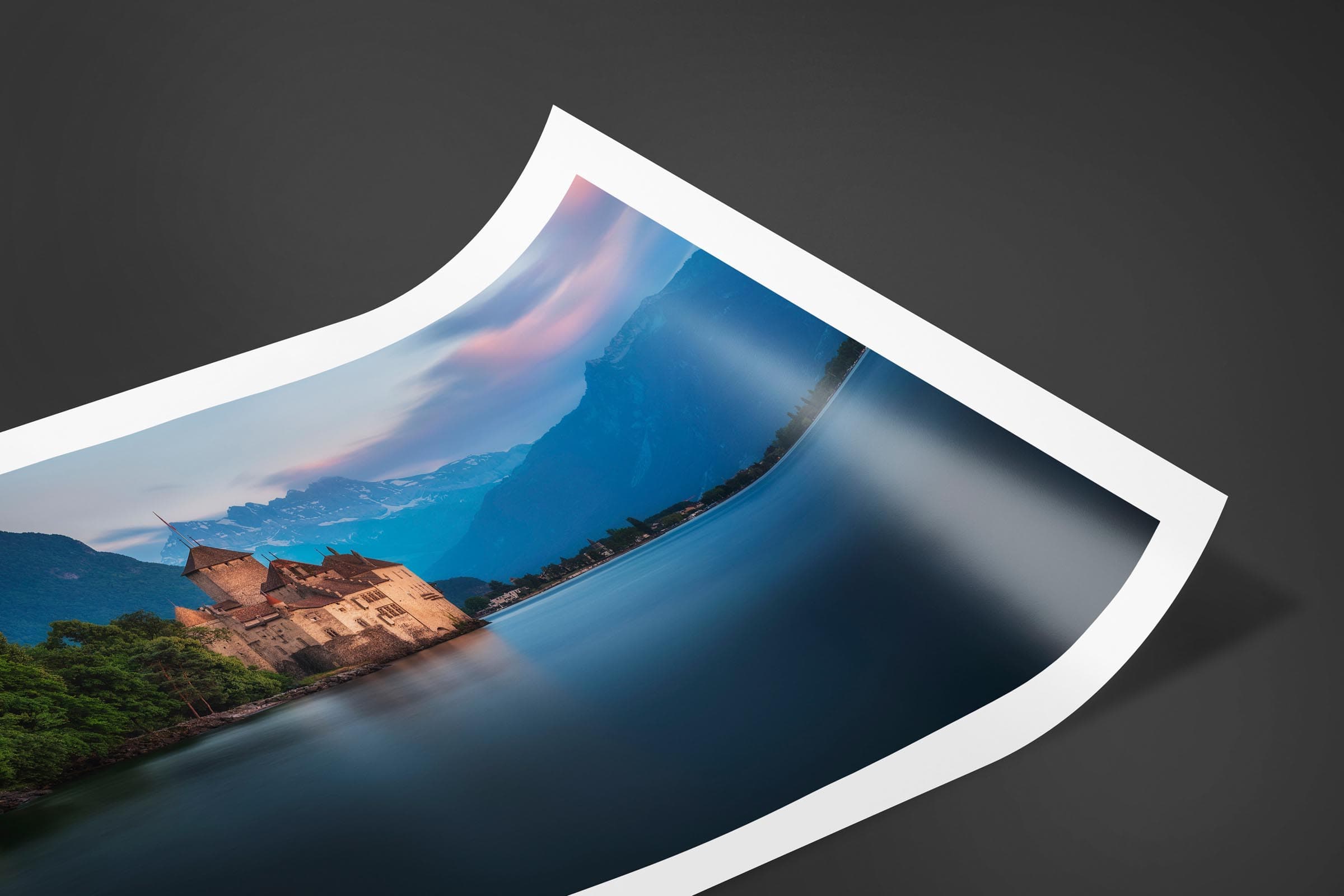 Fine art limited edition print of Chillon Castle in Lake Geneva, Switzerland by Brent Goldman Photography