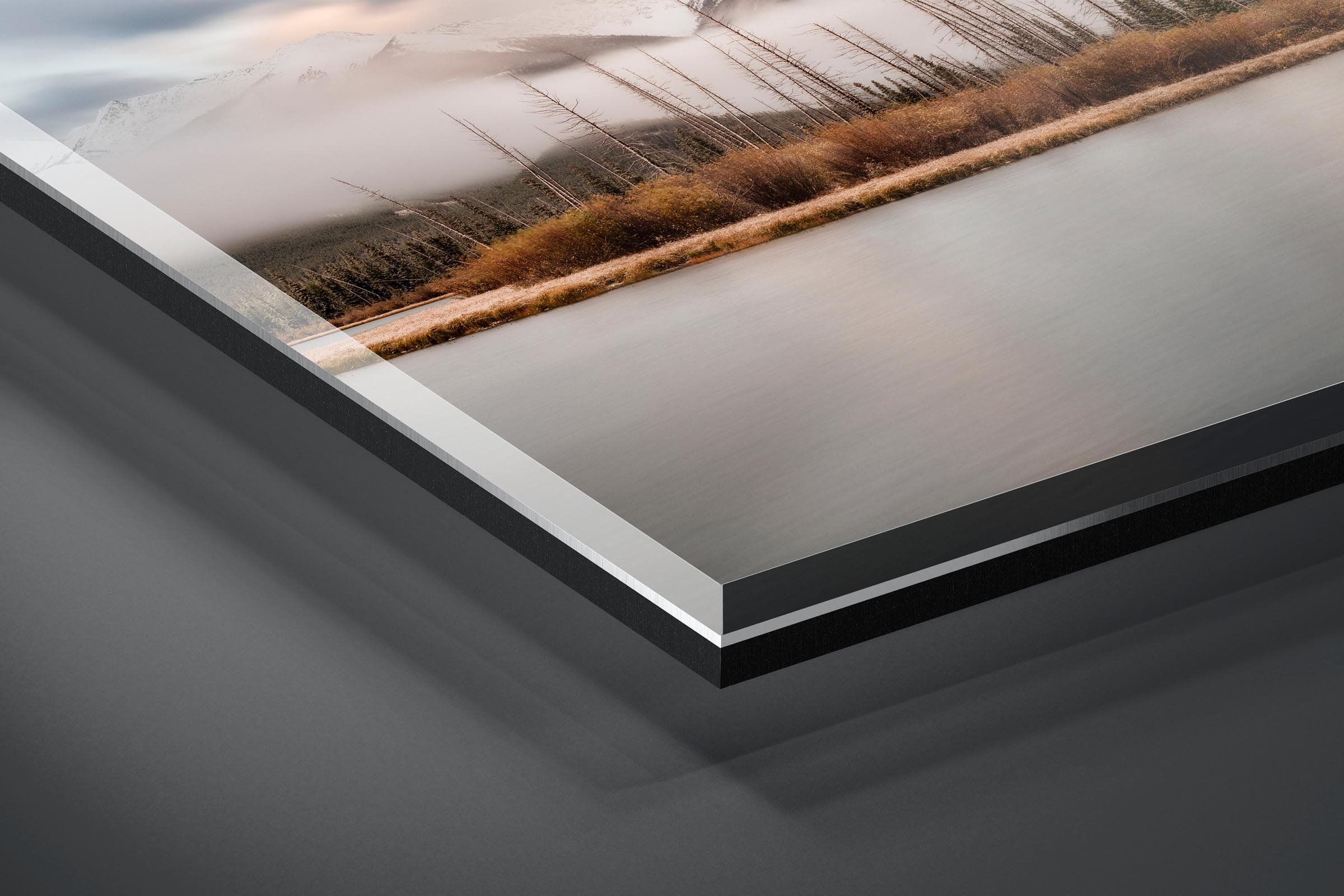 Fine art limited edition acrylic print of Vermilion Lakes in Banff, Canada by Brent Goldman Photography