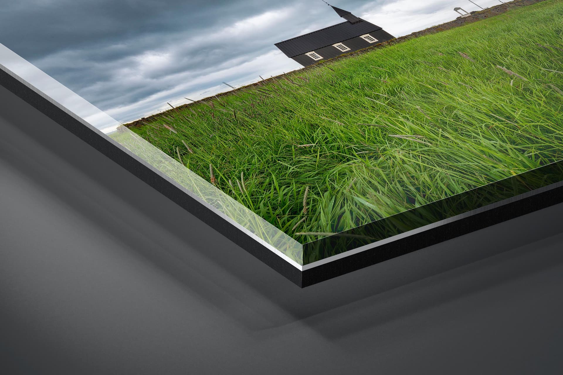 Fine art limited edition acrylic print of Black Church in Budir, Iceland by Brent Goldman Photography