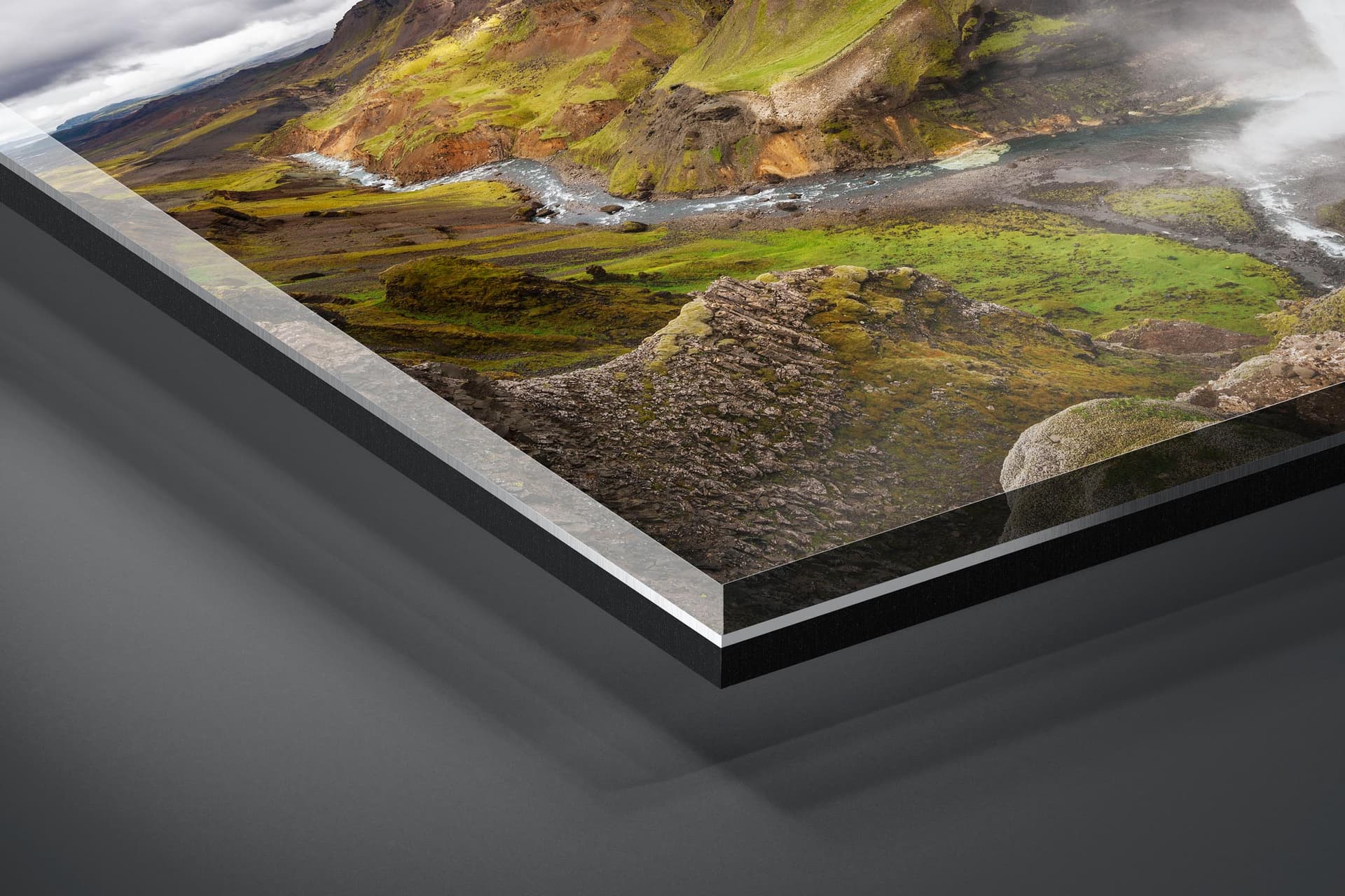 Fine art limited edition acrylic print of Haifoss Waterfall in Highlands, Iceland by Brent Goldman Photography