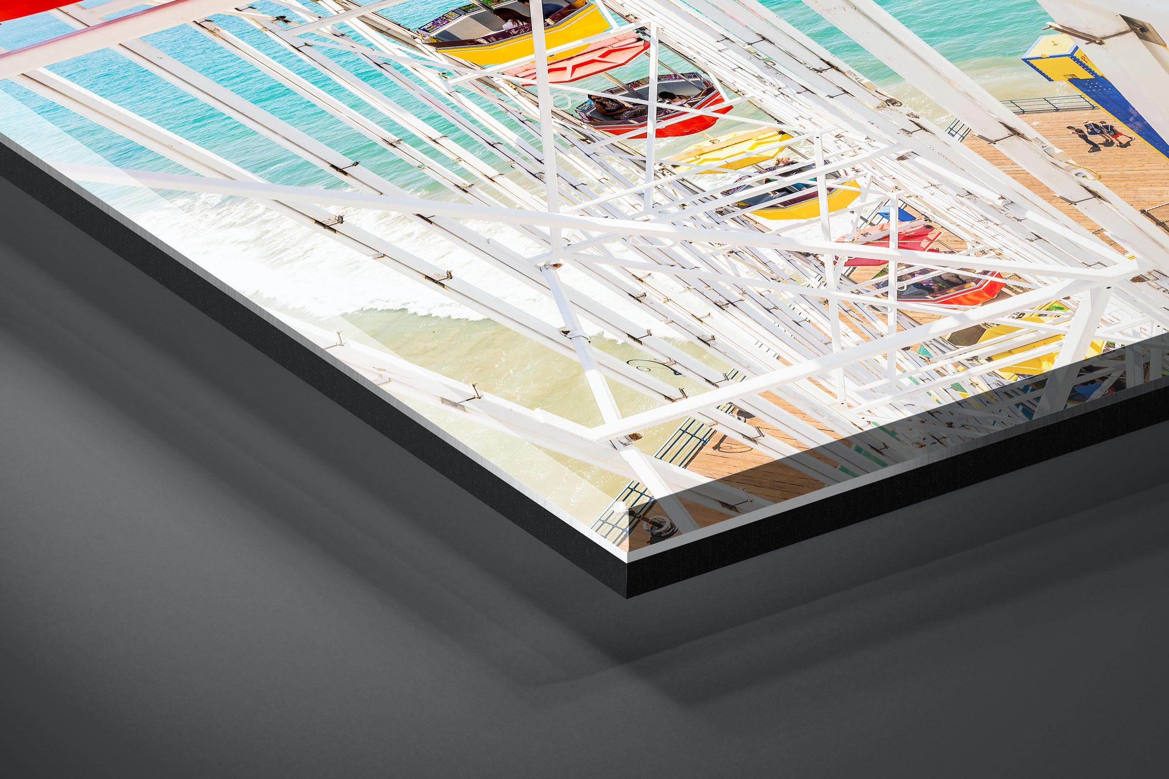 Fine art limited edition acrylic print of Ferris Wheel in Santa Monica, California by Brent Goldman Photography